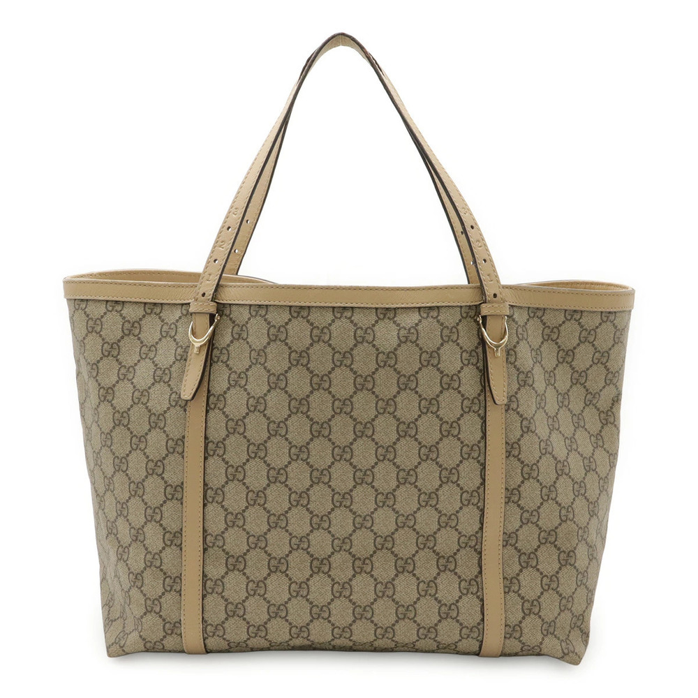 Gucci Nice GG Supreme Tote Bag Shoulder Leather Beige Cream Sand